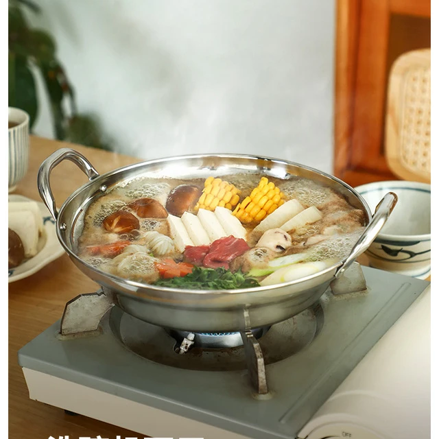 DEARYOU日本神子岛不锈钢双耳锅火锅炖煮汤锅无涂层平底蒸锅