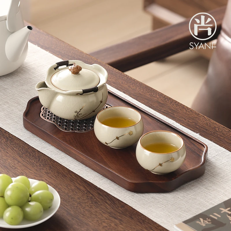 汝窑手抓壶盖碗茶杯单个高档陶瓷三件套不烫手喝茶杯功夫茶具套装