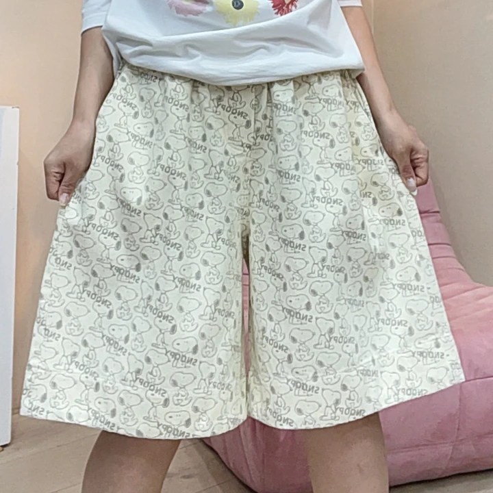 411韩版夏季爆款史努比印花大版短裤女