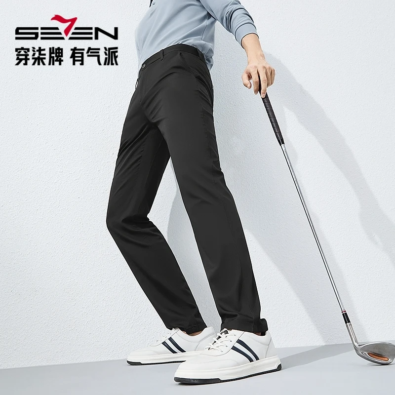 seven7/柒牌2025春夏季男士桑蚕丝轻薄透气薄款弹力休闲128H73670