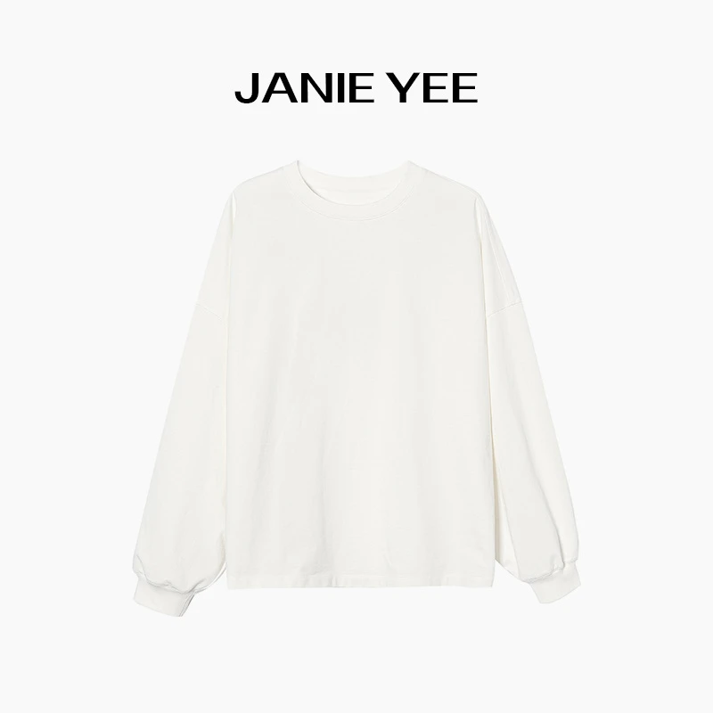 Janie Yee"纸片Tee" 春夏宽松休闲慵懒圆领白色T恤衫女 24A2766