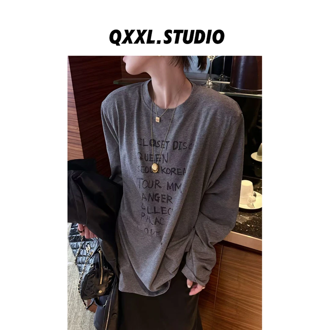邱小小丽呀 【演唱会同款】圆领百搭字母印花T恤女显瘦中长款上衣