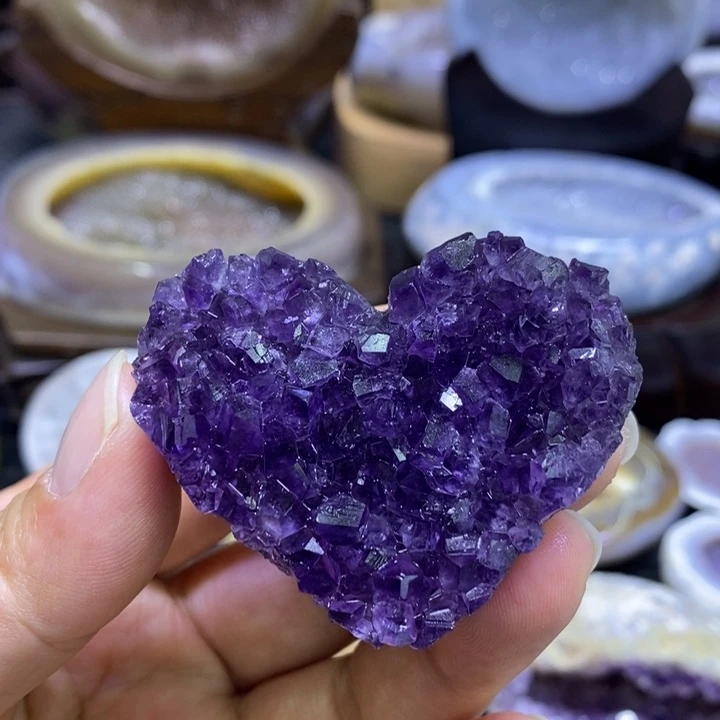 未镶嵌珠宝半成品水晶紫晶小爱心