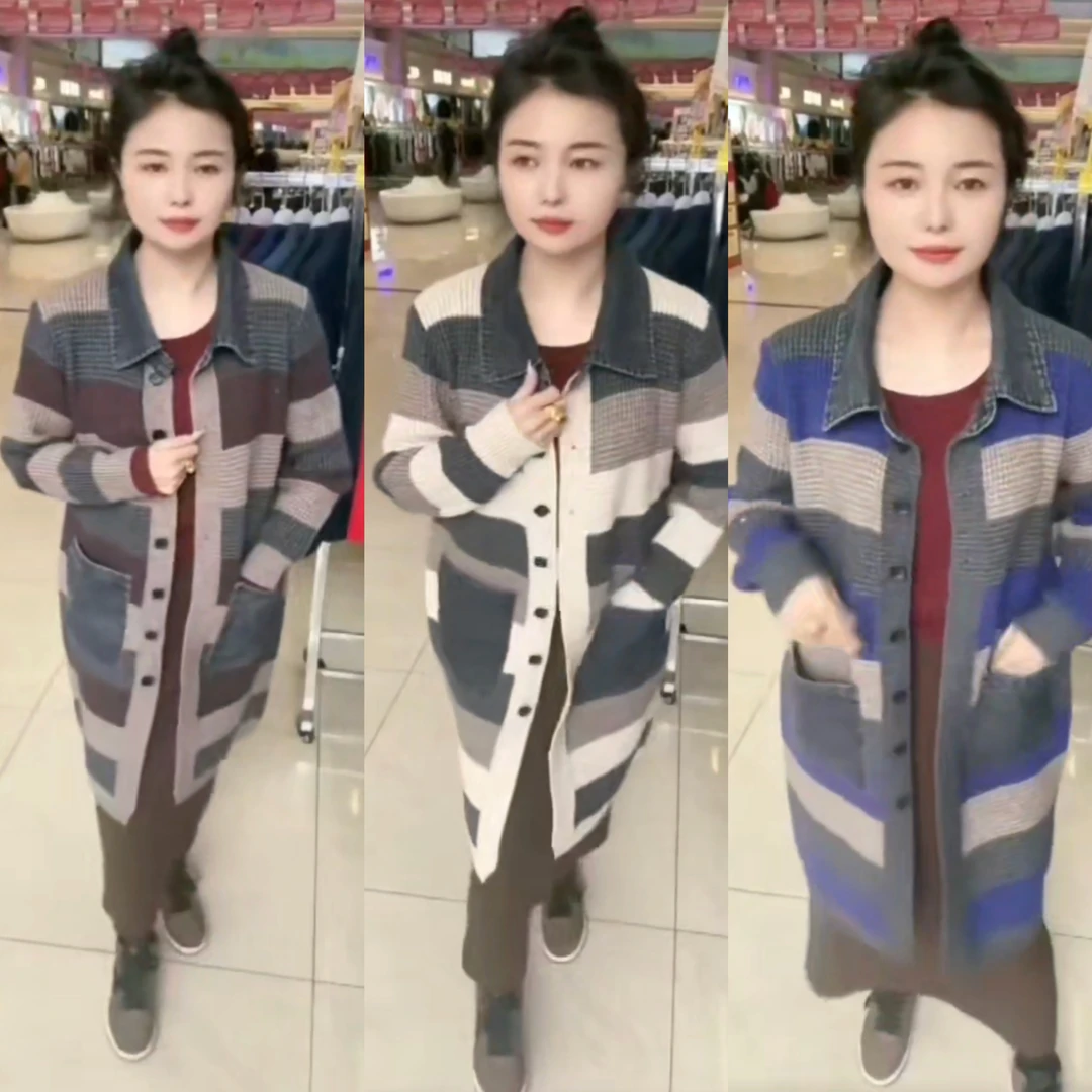 女装 毛衣外套 长款