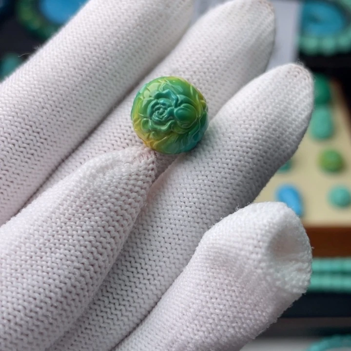 高瓷菜籽黄13.7mm牡丹配珠