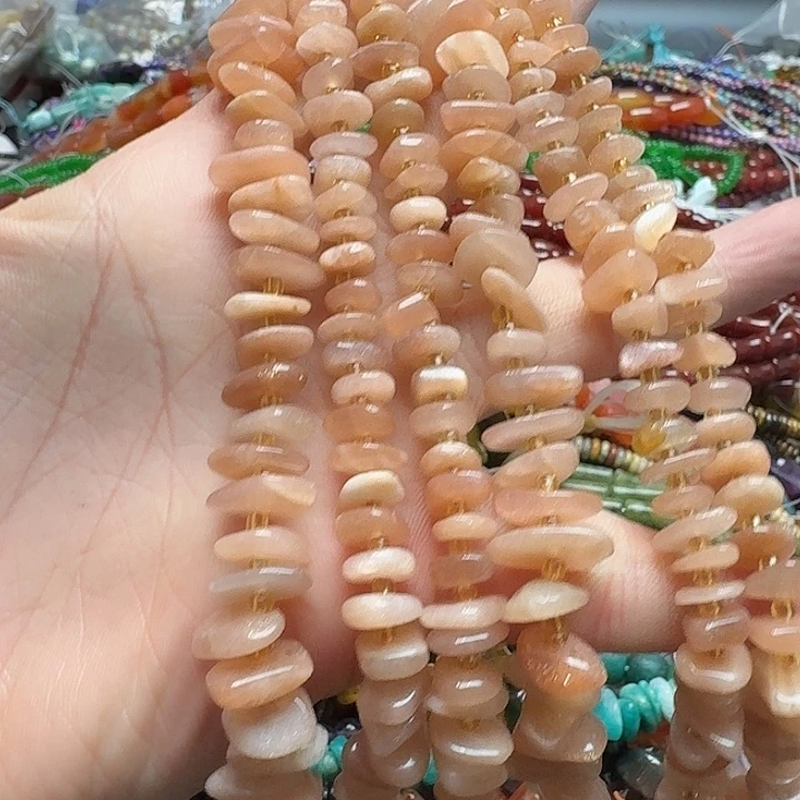 玛瑙/玉髓未镶嵌珠宝半成品一条9mm太阳石