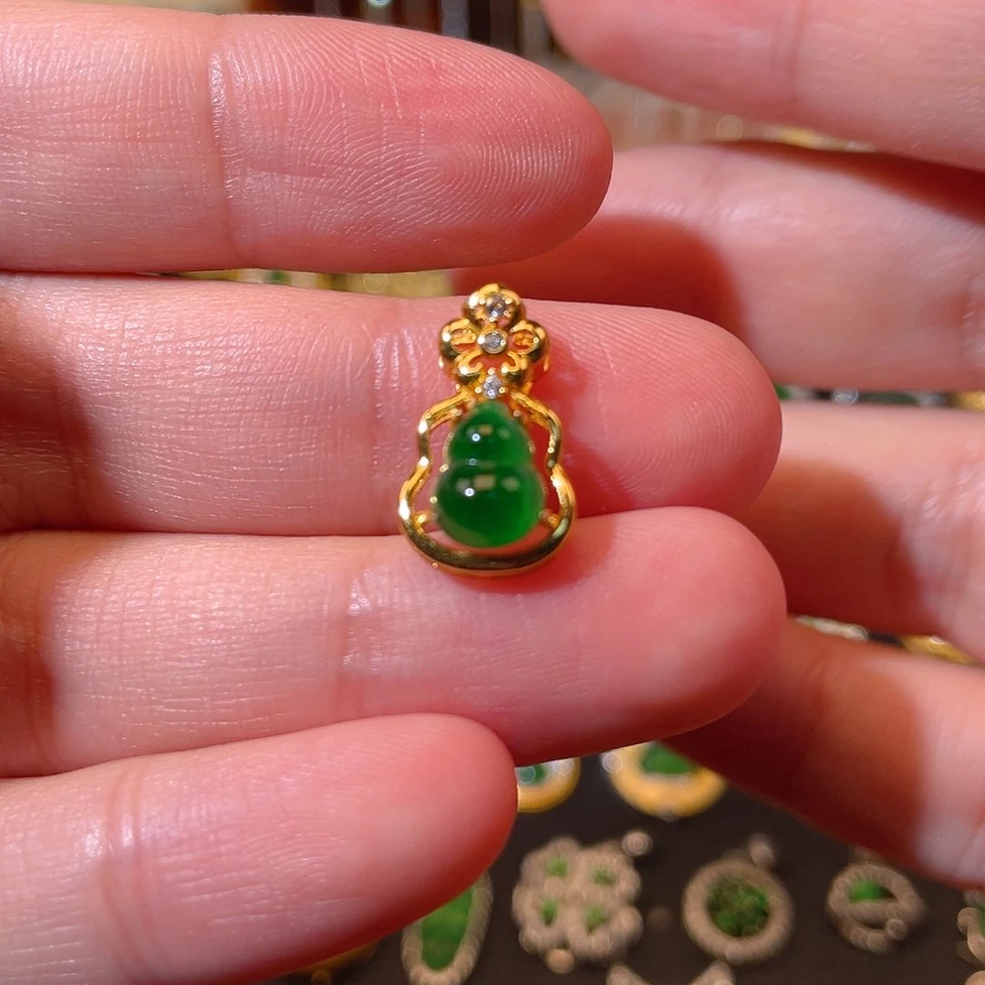 吊坠(不含链)银S925镶嵌翡翠