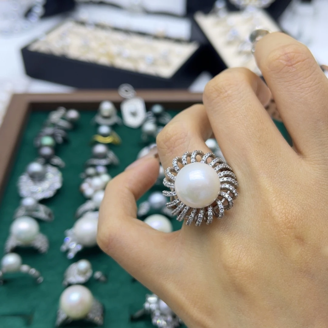 银S925镶嵌淡水珍珠戒指
