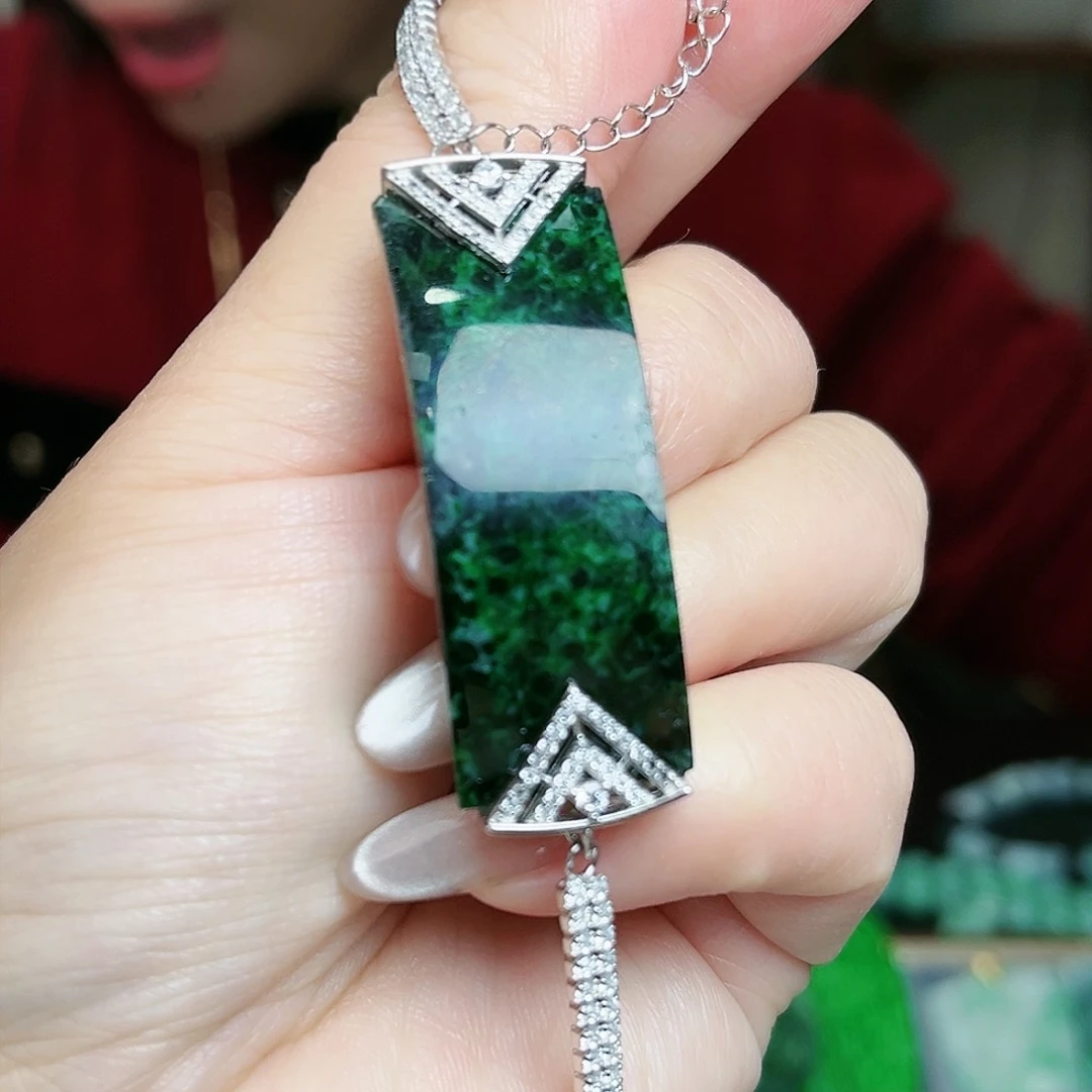 翡翠颈饰银S925镶嵌手链