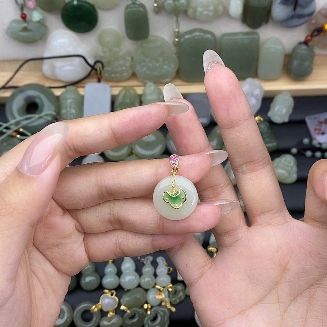 吊坠(不含链)银S925镶嵌和田玉