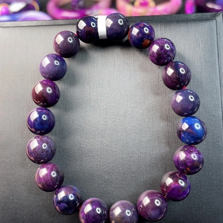 苏纪石（舒俱来）手链未镶嵌老油紫幻彩手串