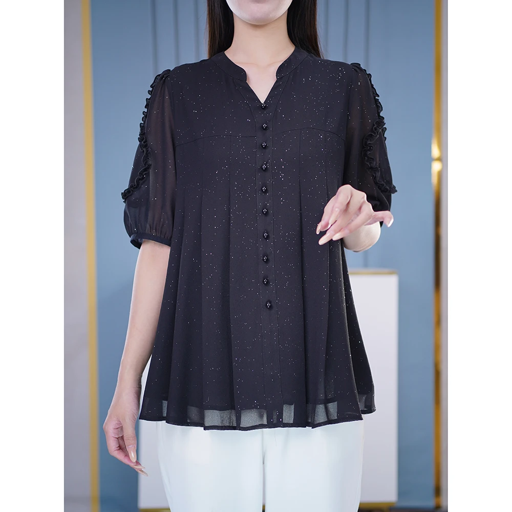 洋气高贵小衫微胖妹妹加宽加大码女装遮肚子衣服温婉大方显瘦衣服