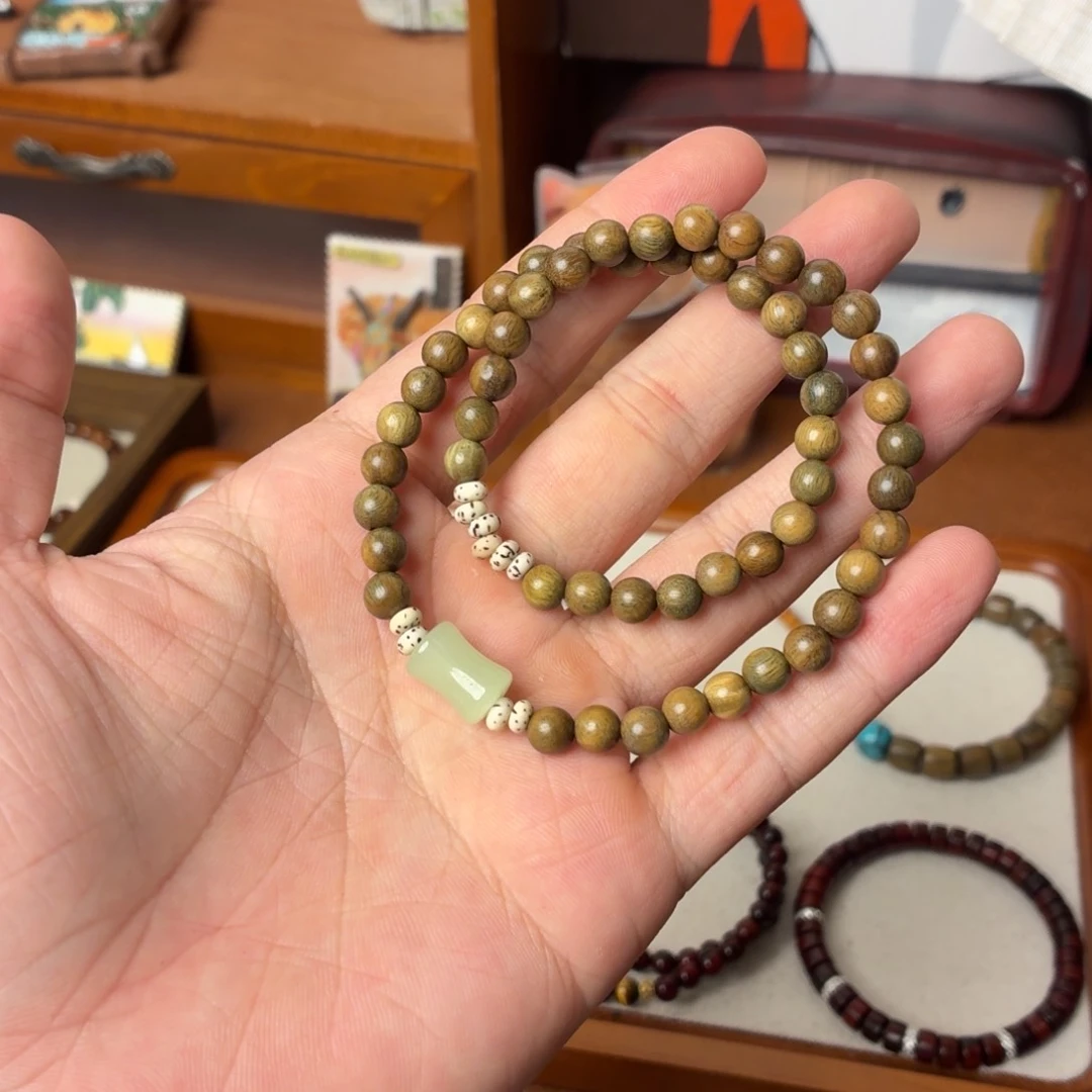 菩提根/象牙果手串绿檀木