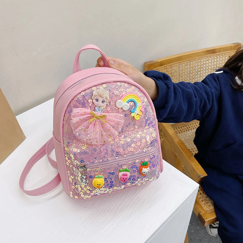 儿童书包2025新款女童卡通亮片小背包宝宝1-3岁可爱公主双肩包