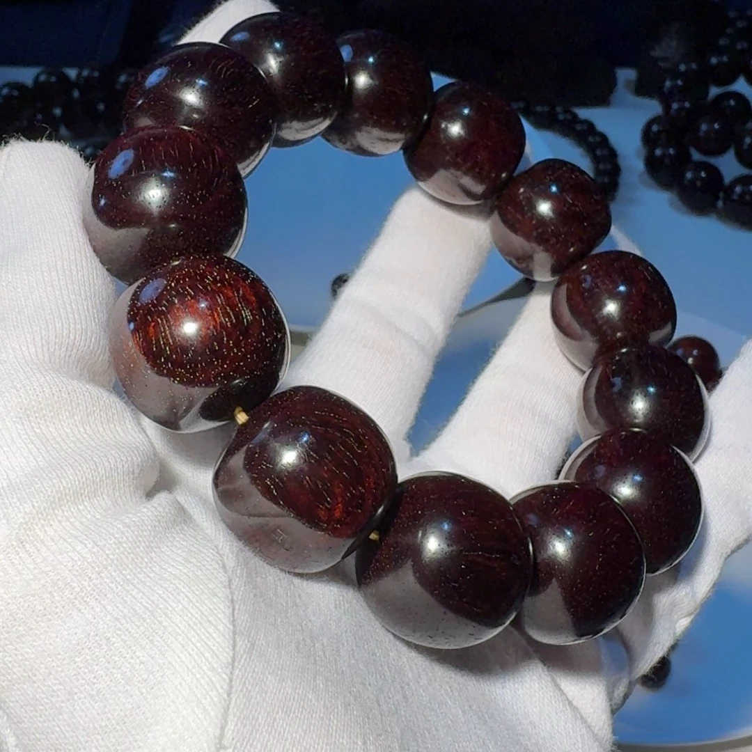 G***️手串/手链小叶紫檀高精尖极限弧高油密S 鱼鳞水波三味线琴料