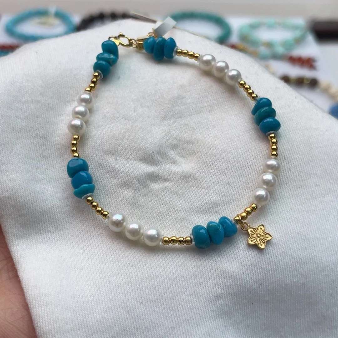 绿松石银S925镶嵌手链