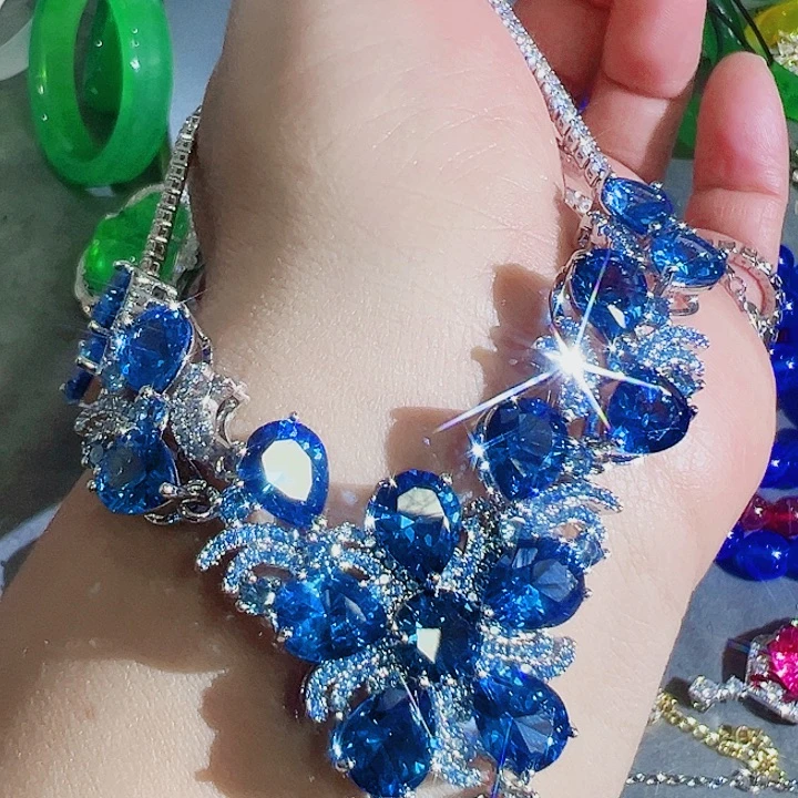 钨金红色蓝色满钻镶嵌