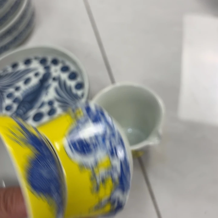 瓷片黄海水龙茶漏➕公道杯景德镇