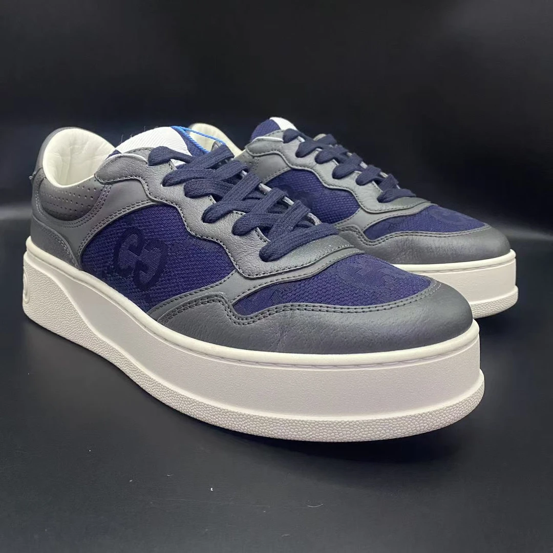 95新 GUCCI/古驰 【AO特惠】41.5欧码 男士蓝灰厚底饼干鞋aj175