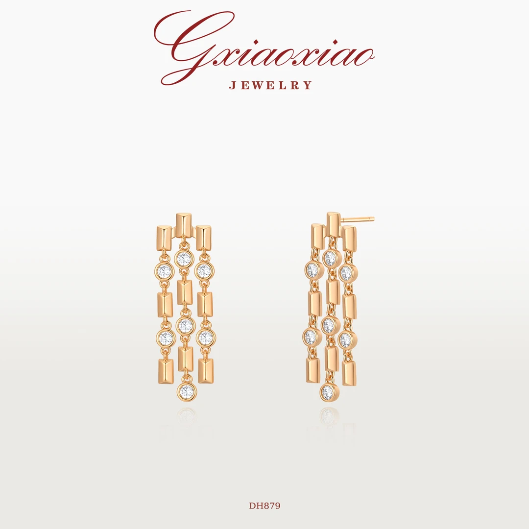 G XIAOXIAO 镀K金 法式轻奢高级百搭泡泡流苏耳环 DH879