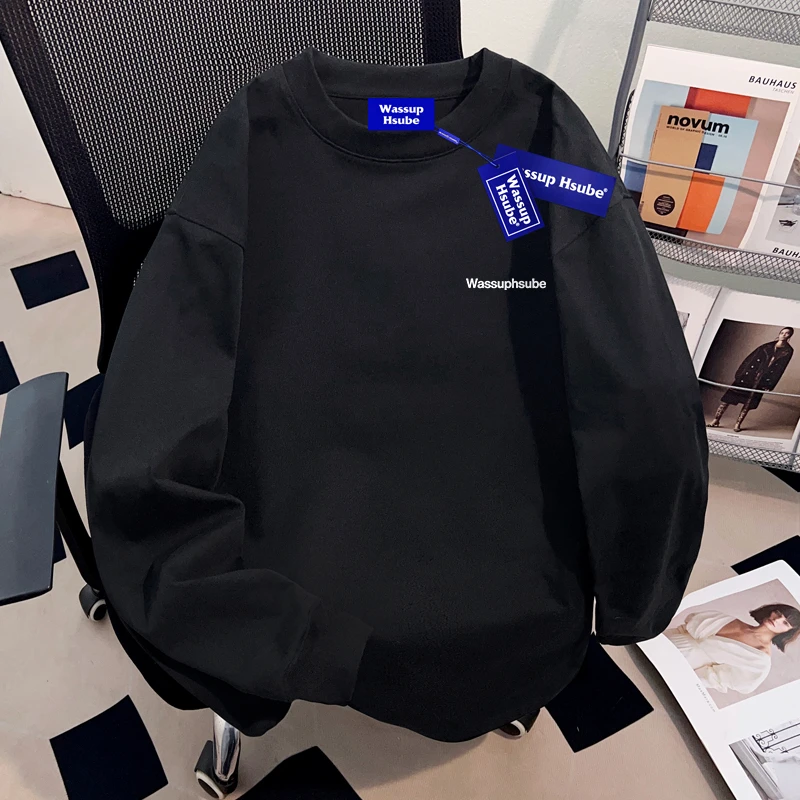 WASSUP HSUBE美式简约休闲长袖T恤秋款男女同款vintage上衣体恤衫