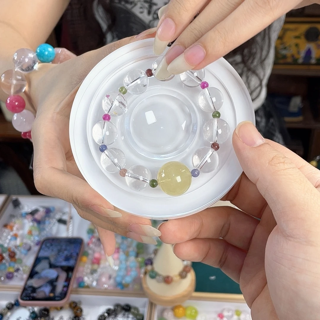 水晶手链银S925镀金镶嵌