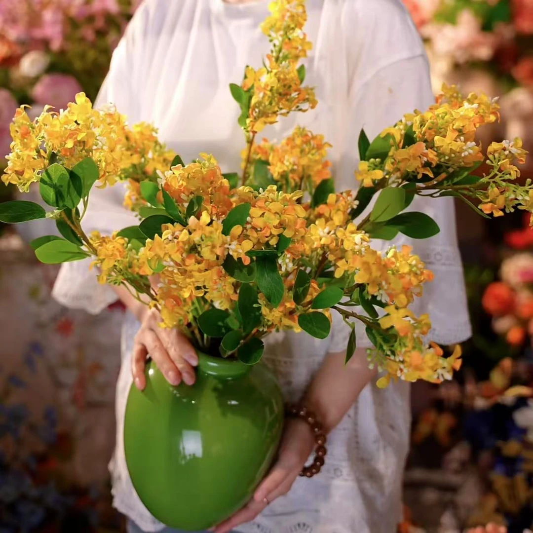 橙黄色 桂花 千里香 碎花绢布材质 高端 仿真花