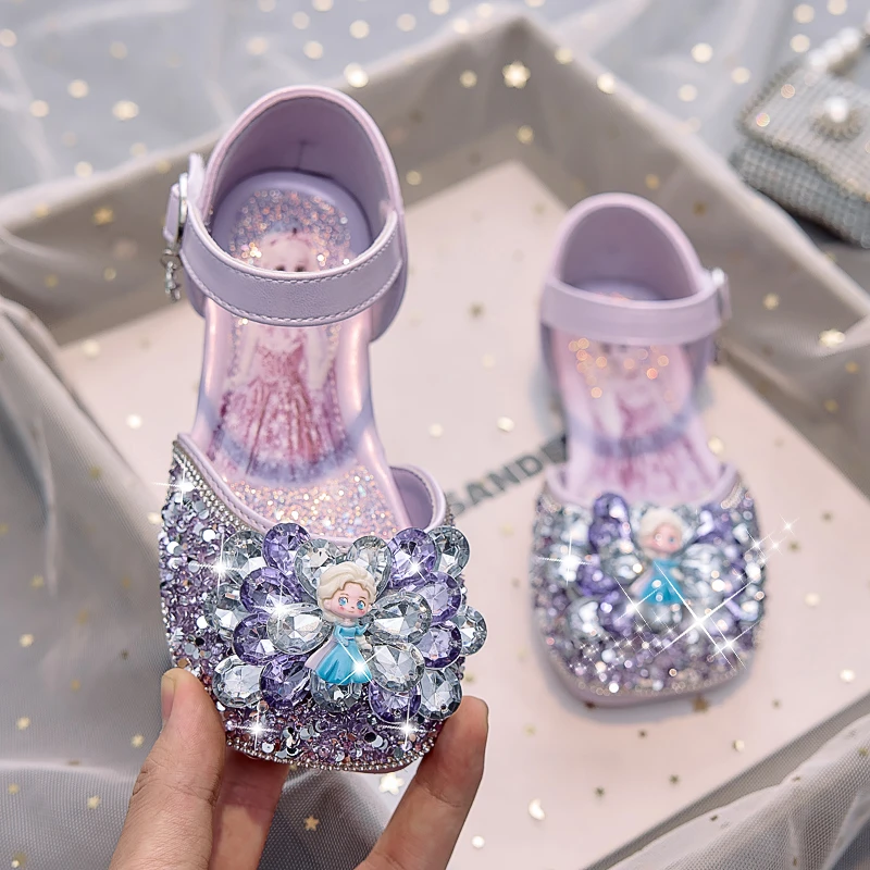 爱莎女童公主鞋2025夏季儿童表演鞋软底宝宝鞋子小女孩皮鞋半凉鞋