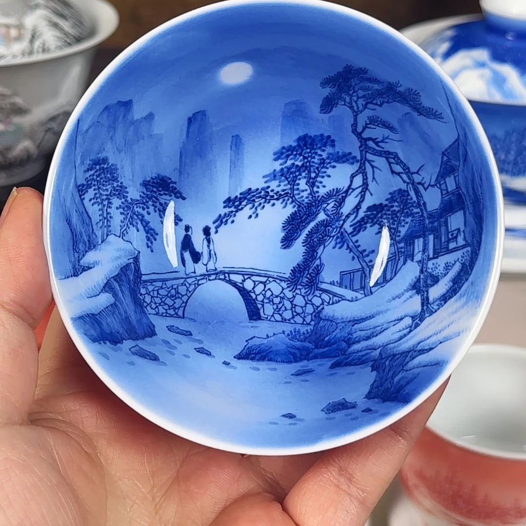 视***度青花山水夜景杯杯