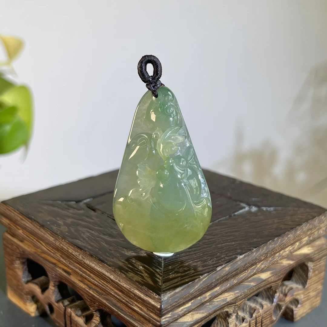 JGB28-126  天然缅甸A货翡翠  年年有余