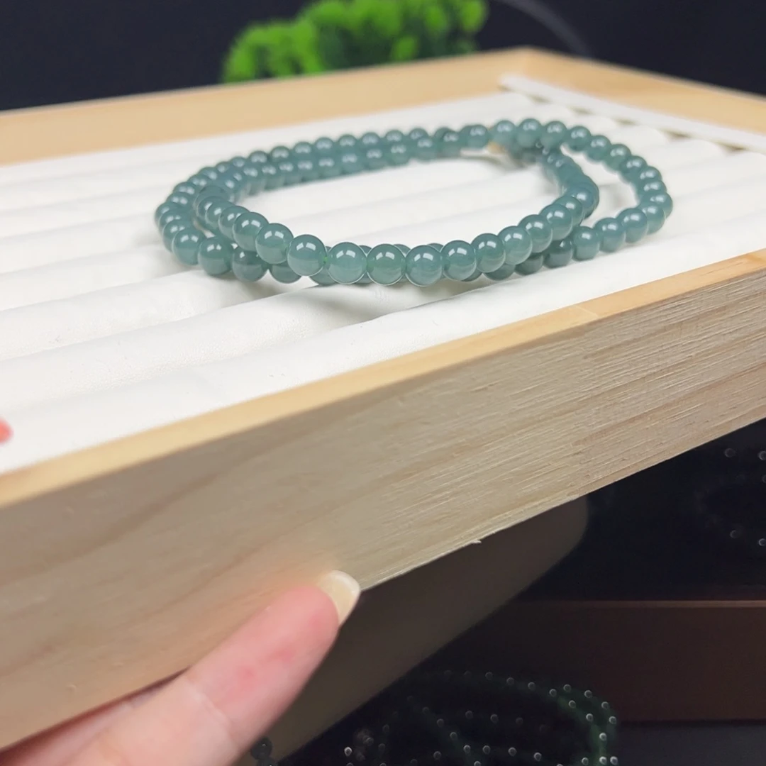 未镶嵌手链翡翠天然翡翠圆珠卡8