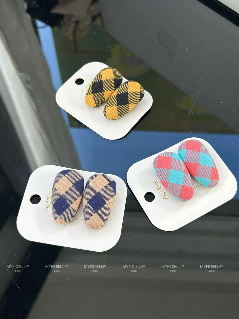 「MyFioielli｣日系文艺彩色格子BB刘海夹BB33