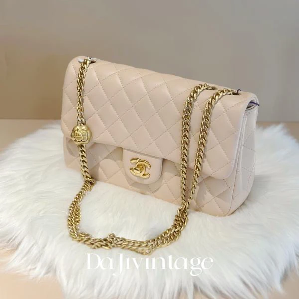 99新 Chanel/香奈儿 大吉中古/Chanel香奈儿23s山茶花粉色cf斜挎