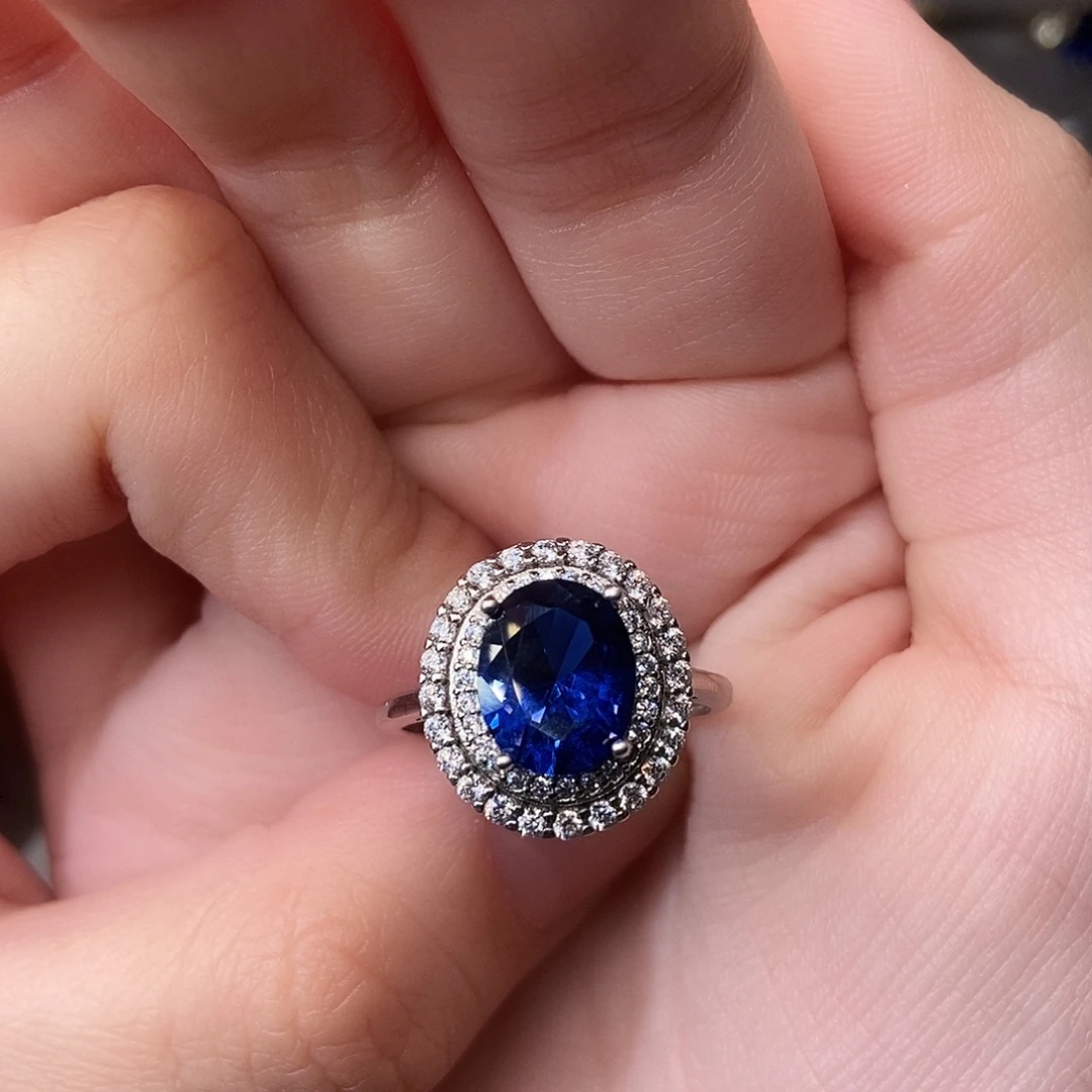 银S925镶嵌蓝宝石戒指