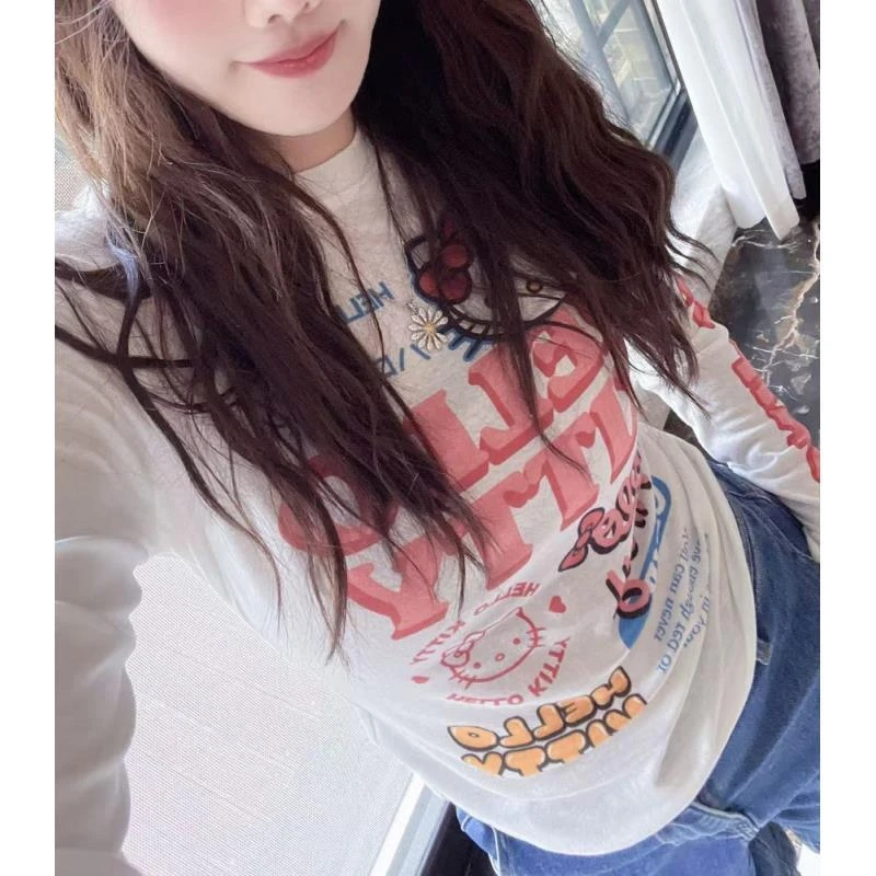 包嫂【W331白色长袖英文】2025年T恤重工百搭春秋季款冬短袖半袖