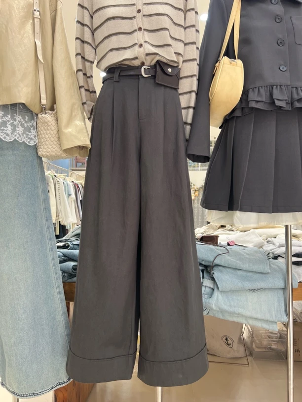 【鞠子JuZi】66580#高级感小众洋气宽边阔腿裤（裤长约100）