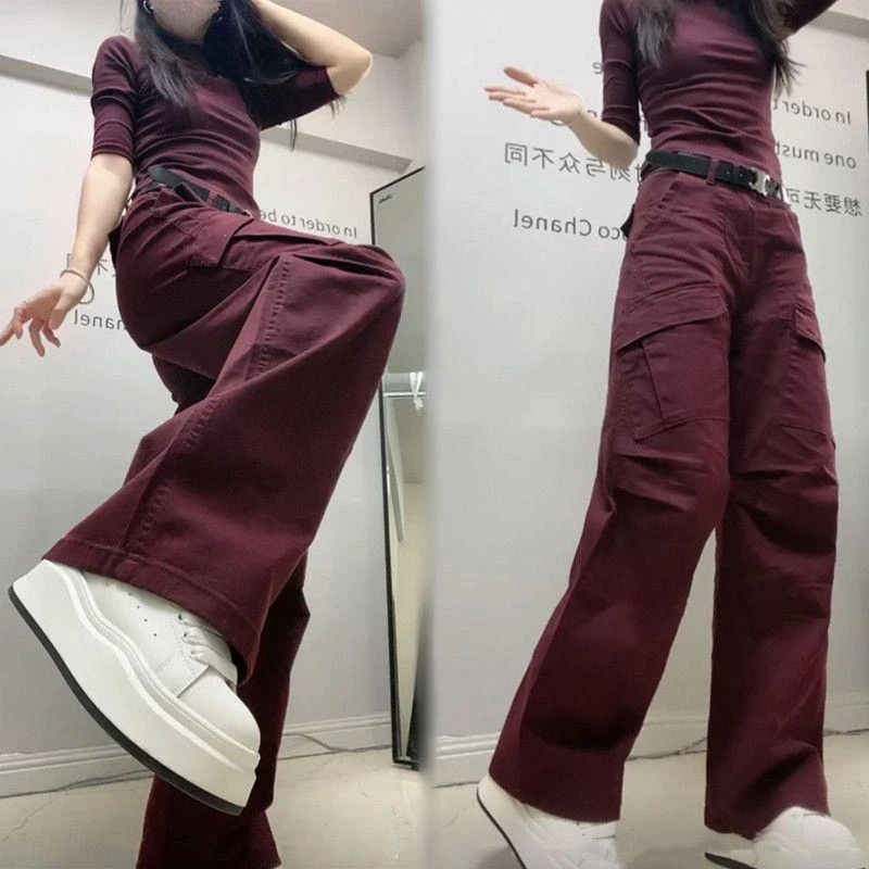 2025秋季新款牛仔长裤女高腰显瘦工装弯刀裤高个子直筒宽腿拖地裤