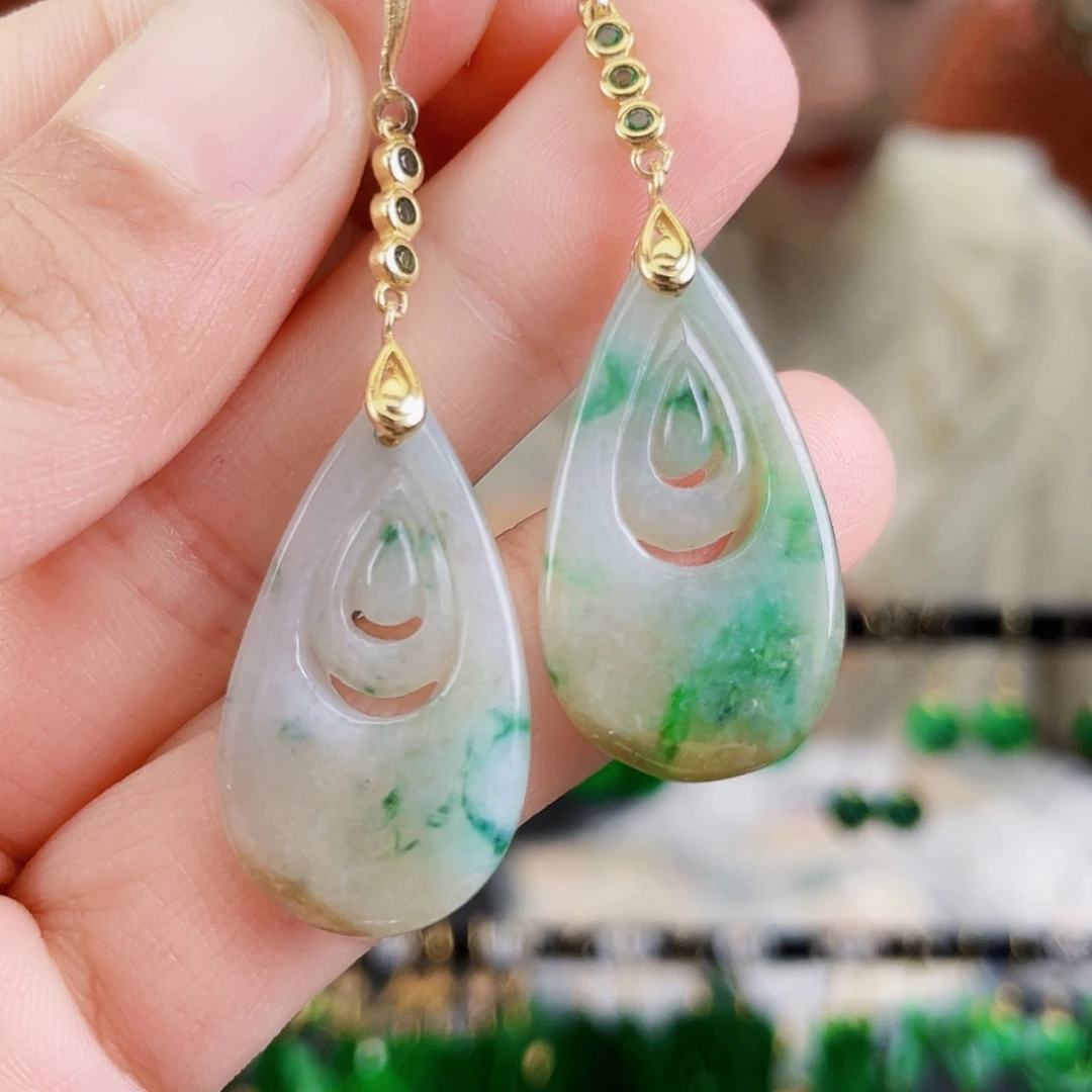 翡翠银S925镶嵌耳饰