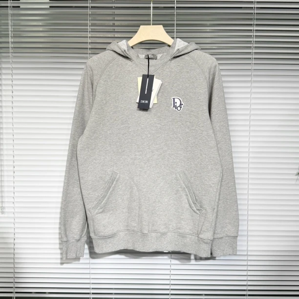 99新 DIOR/迪奥 刺绣logo 帽子内里老花满印 连帽卫衣 M码 a475