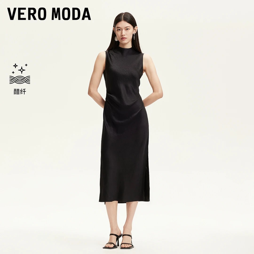 Vero Moda连衣裙2025夏日穿搭含醋纤下摆开衩领后系带32527A061