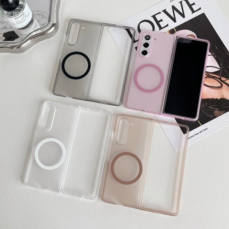 适用三星zfold6手机壳肤感透明fold5带磁吸充电w24心系天下zflod4