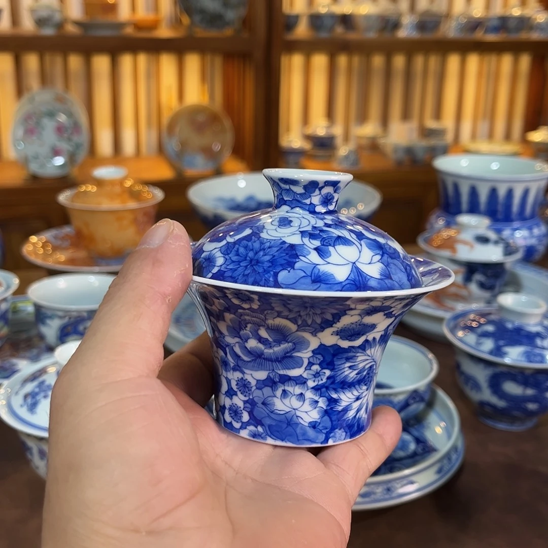 錡镇堂手工手绘盖碗
