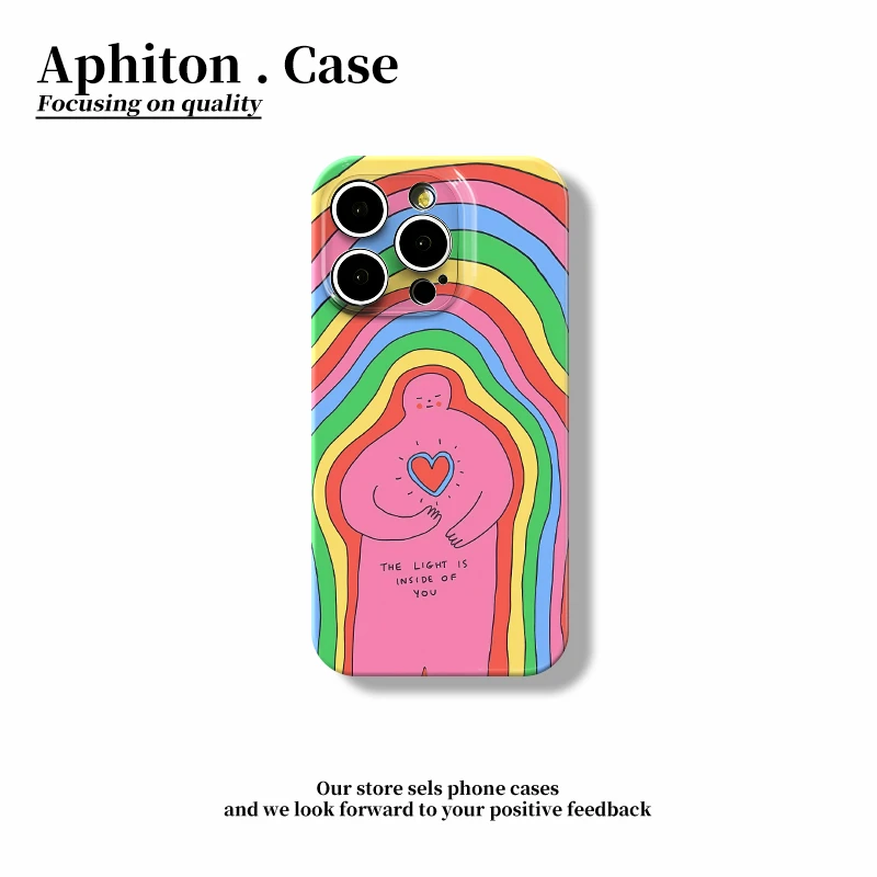 奥菲顿爱心彩虹人适用iphone16苹果15菲林手机壳华为vivo小米oppo