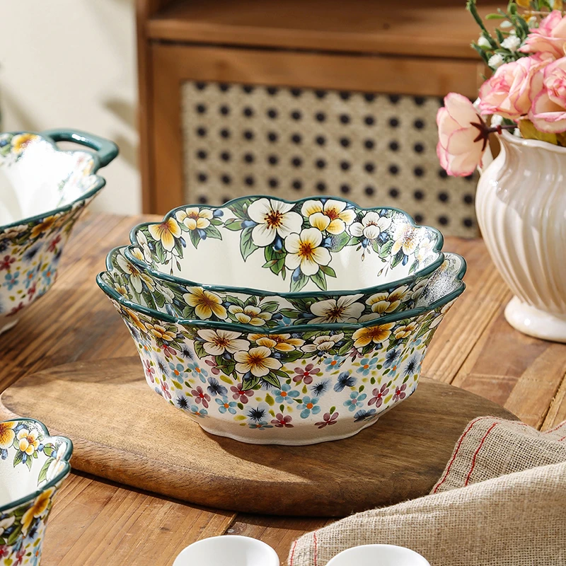 绮梦花境系列6.5寸花型碗家用大容量陶瓷釉中彩