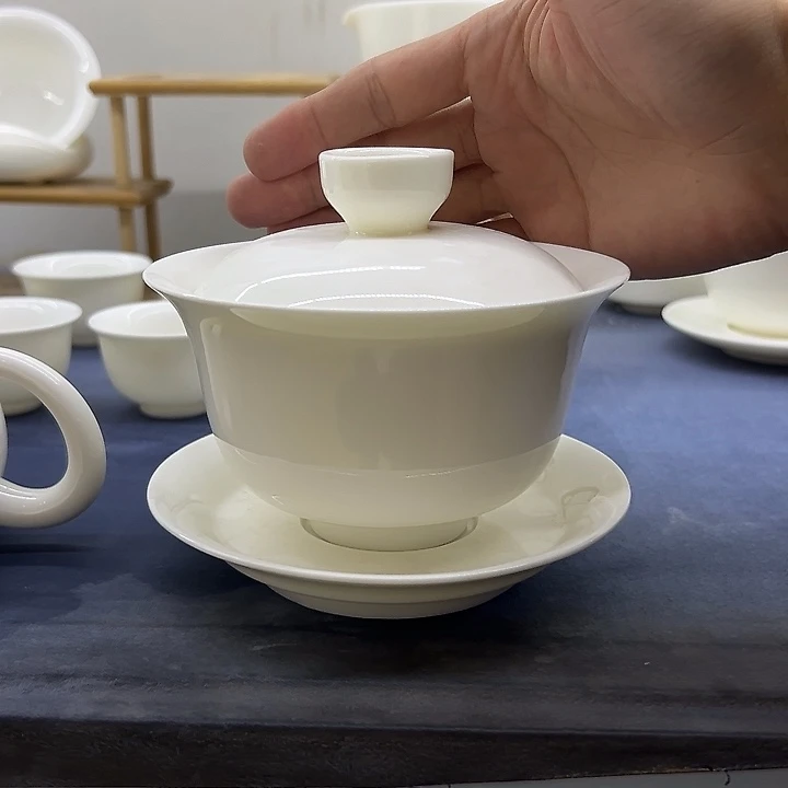 陶德化白瓷羊脂玉瓷大盖碗