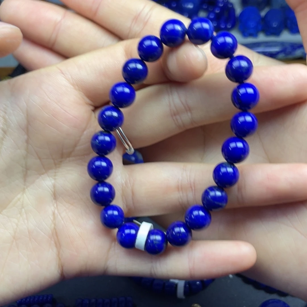 青金石未镶嵌圆珠手串8+