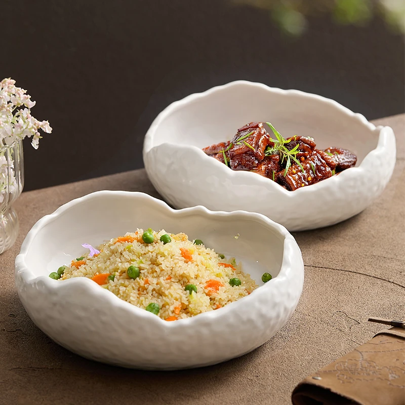 【高温白玉瓷】圆形鸡蛋钵 深盘子高级感家用创意菜盘高颜值汤盘