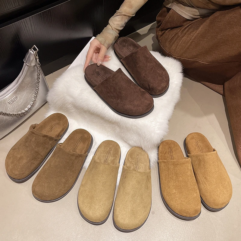 厚底勃肯鞋女外穿2025秋季新款森系复古风懒人单鞋一脚蹬包头拖鞋