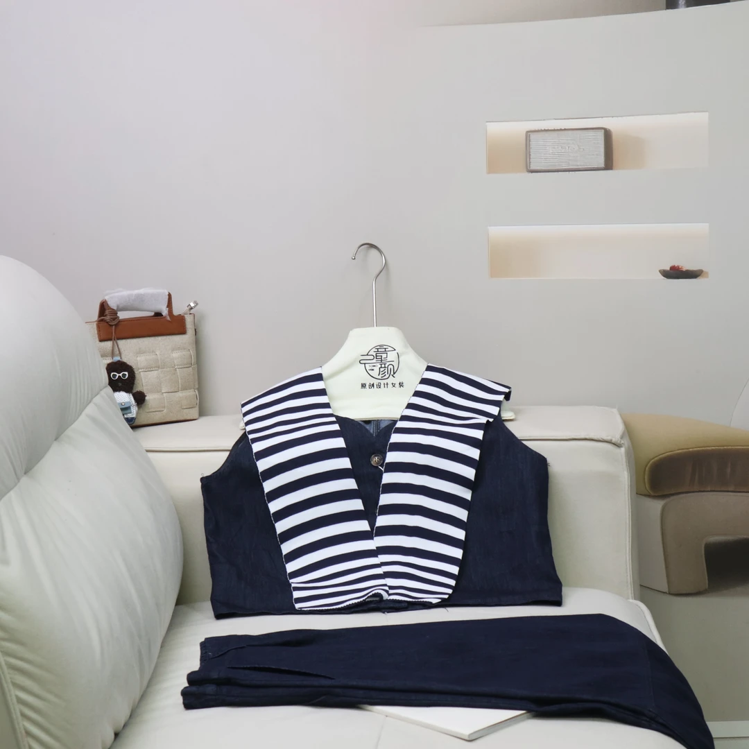 【11531】高品质原创设计蓝色百搭牛仔半裙套装星