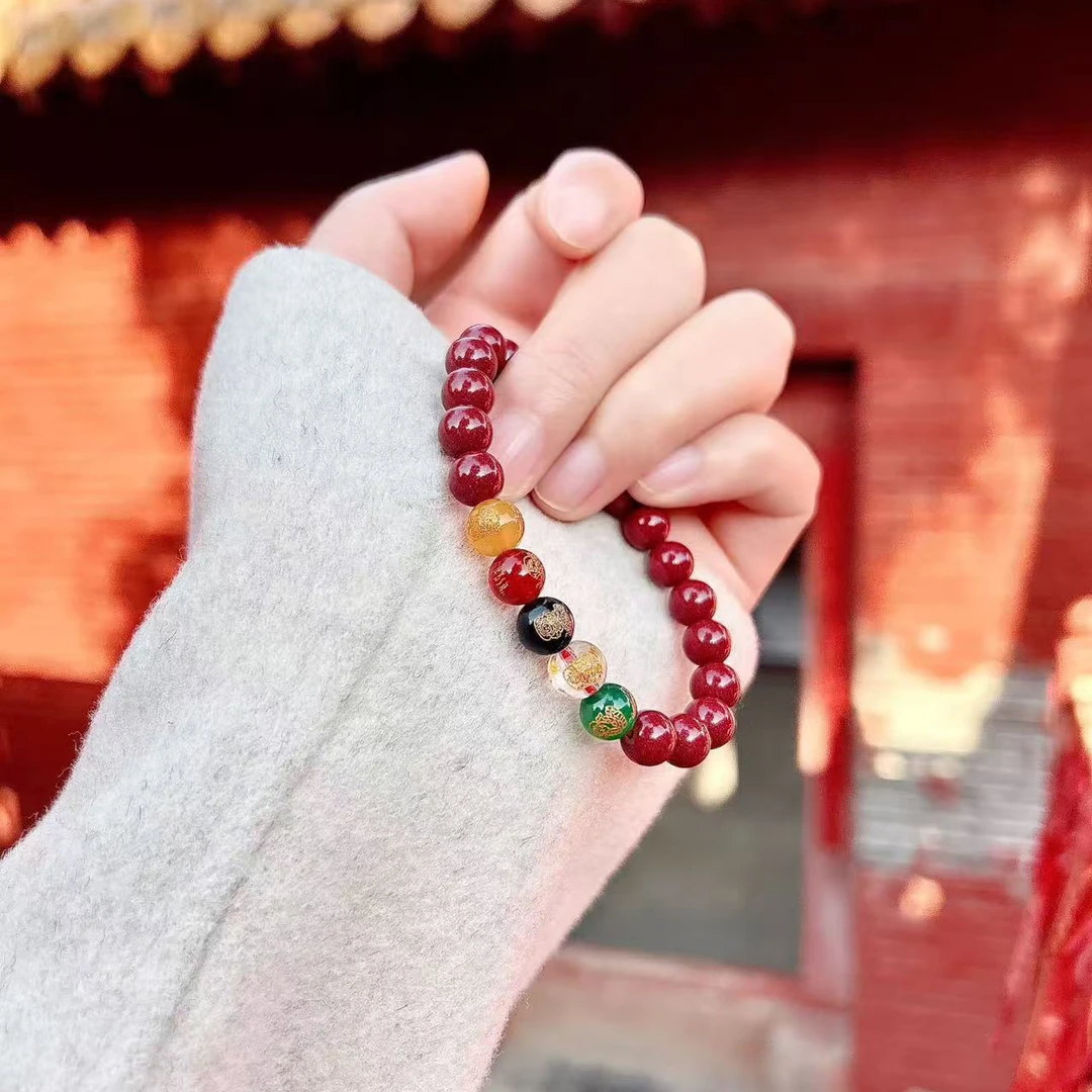 合成金属仿水晶手链 宝丫轻奢 8mm好运来了哦五路财手串K901